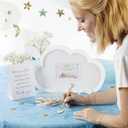 Blue Sky White Clouds Round Backdrop Cover Cartoon Sky Clouds Photo Background Kids Boy Baby Shower Newborn Birthday Party Decorations Dessert Cake Table Banner Arch Photo Booth Props 7.5ft