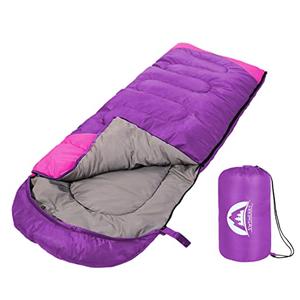 SWTMERRY Sleeping Bag 3 Seasons (Summer, Spring, Fall) Warm & Cool Weather - Lightweight,Waterproof Indoor & Outdoor Use for Kids, Teens & Adults for Camping Hiking, Backpacking and Survival (Purple)