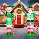 Bencailor 2 Pcs 8 ft Christmas Inflatables Elf Outdoor Decoration Christmas Blow up Yard Decoration Inflatables Elf Outdoor Decor Holding Candy Cane Built in LED Lights for Xmas Lawn Garden Holiday (Red,Green)