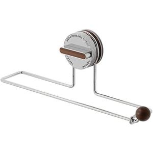 Wall Mount Paper Towel Holder, Under Cabinet Vacuum Suction Cup Mount for Smooth Non-Porous Surfaces, Free Up Counter Space in Kitchen Bathroom RV, Stainless Steel with Wood Accent