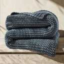 EverGrace Organic Cotton Chunky Knit Throw Blanket, 60 x 80 Dusk Blue, Twin