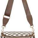 hibear Checkered Crossbody Bag Spacious Bum Bags for Women Nylon Crossbody Fanny Packs Checkered Purse Belt Wallet