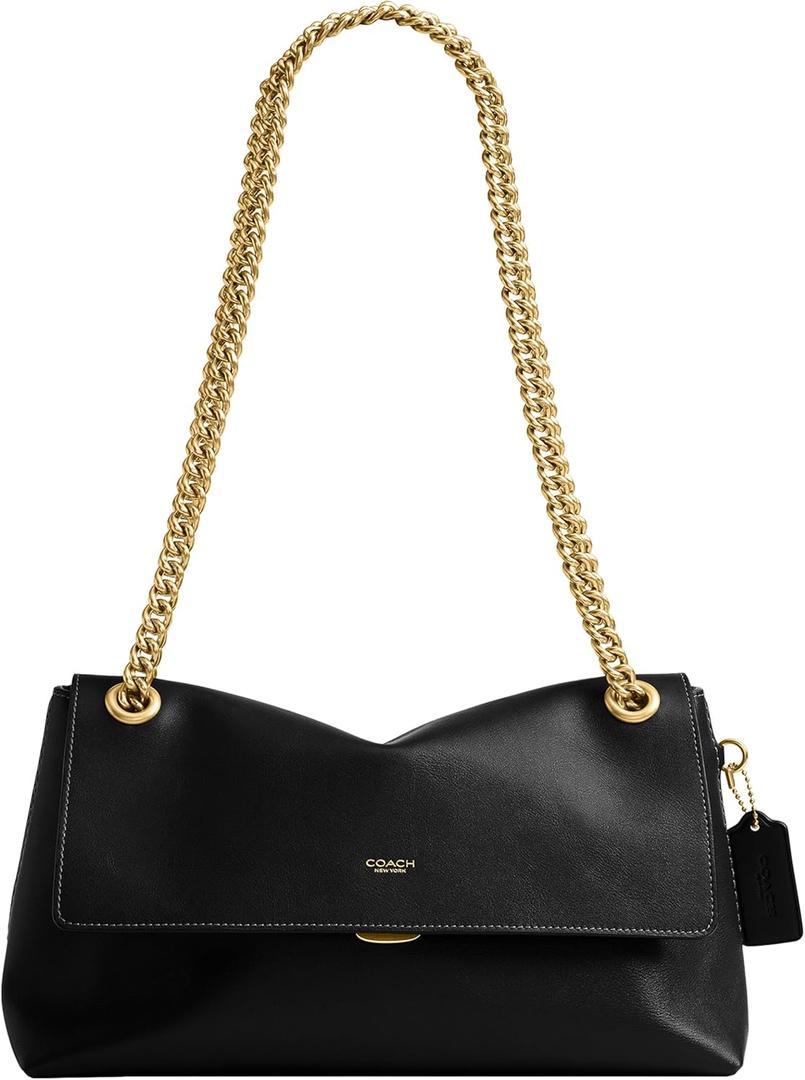 Coach Womens Chelsea Shoulder Bag 30 (One Size, Black/Brass With Chain)