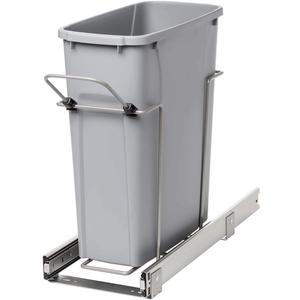 Knape & Vogt in-Cabinet Pull Out Trash Can, 20-Qt., Bottom-Mount Cabinet Installation, Requires Min 8-in Opening, 20.5 in x 8.5 in x 17.5 in, RS-PSW9-1-20-P, Platinum