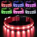 PcEoTllar Light Up Dog Collars, Led Dog Collar, Rechargeable, Night Walking, Waterproof, Glow in The Dark Dog Collars Light for Large Small Medium Dogs, Red m (M(15 inch-19.7 inch))