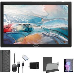 Android 11.0 Tablet 10 in,2 in 1 Tablet PC,4GB RAM 64GB ROM 256GB Expandable,Wi-Fi, Octa-Core Processor Tablet with Keyboard 13 MP Camera 4G Cellular Dual Sim Tablet
