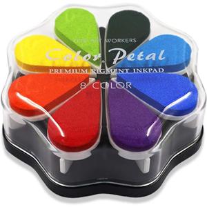 8 Colors Petal Shape Craft Ink Pad Stamps Partner DIY Color, Finger Ink Stamp Pads, Rainbow Rubber Pad for Card Making, Scrapbook, Painting