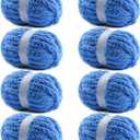 8 Pack Chunky Yarn for Hand Knitting - #10 Super Bulky Chenille Yarn, Fluffy Jumbo for Thick Hand-Knit Blankets, Scarves 25 Yds 7.94 Oz Each Skein (8, Sky Blue)