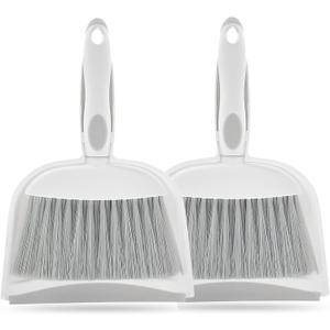 Dust pan, Mini Dustpan and Brush Set, Small Broom and Dustpan Set, Small Hand Broom and dust pan Set, Whisk Broom, Dust pan and Brush for Desk, Table, Home, Kitchen Necessities (Gray 2pcs)
