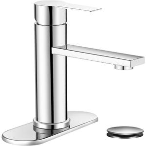 Chrome Bathroom Faucet Single Hole Single Handle Vanity Modern Sink RV Bathroom Faucet with Pop-up Drain for 1 - or 3 Hole Sink (Chrome)