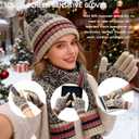 Women's Winter Knit Hat and Scarf Set with Touchscreen Gloves and Soft Warm Socks with Christmas Gift Box (Creamy White)