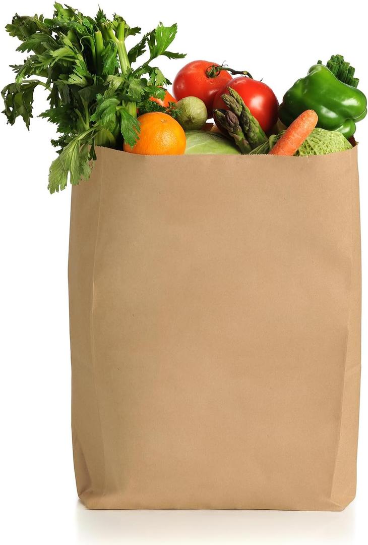 BagDream 52Lb 10x6x14 Kraft Brown Paper Grocery Bags 100Pcs Bulk - Heavy Duty Paper Barrel Sack Bags for Grocery Shopping - Durable Recyclable Sturdy Gift Bags