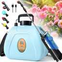 2 Gallon Battery Powered Sprayer, Rechargeable Electric Sprayer with 2 Speeds, 4 Nozzles, Battery Indicator, Retractable Wand, Adjustable Padded Shoulder Straps and Storage Bag for Lawn and Garden