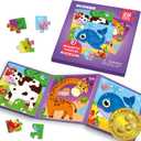 QUOKKA Magnetic Toddler Puzzles Ages 2-4 - 20 Pieces Kids Puzzles Ages 3-5 - Travel Games for Kids 4-6 - Animal Toddler Travel Toys - Car Airplane Road Trip Activities for Boys and Girls