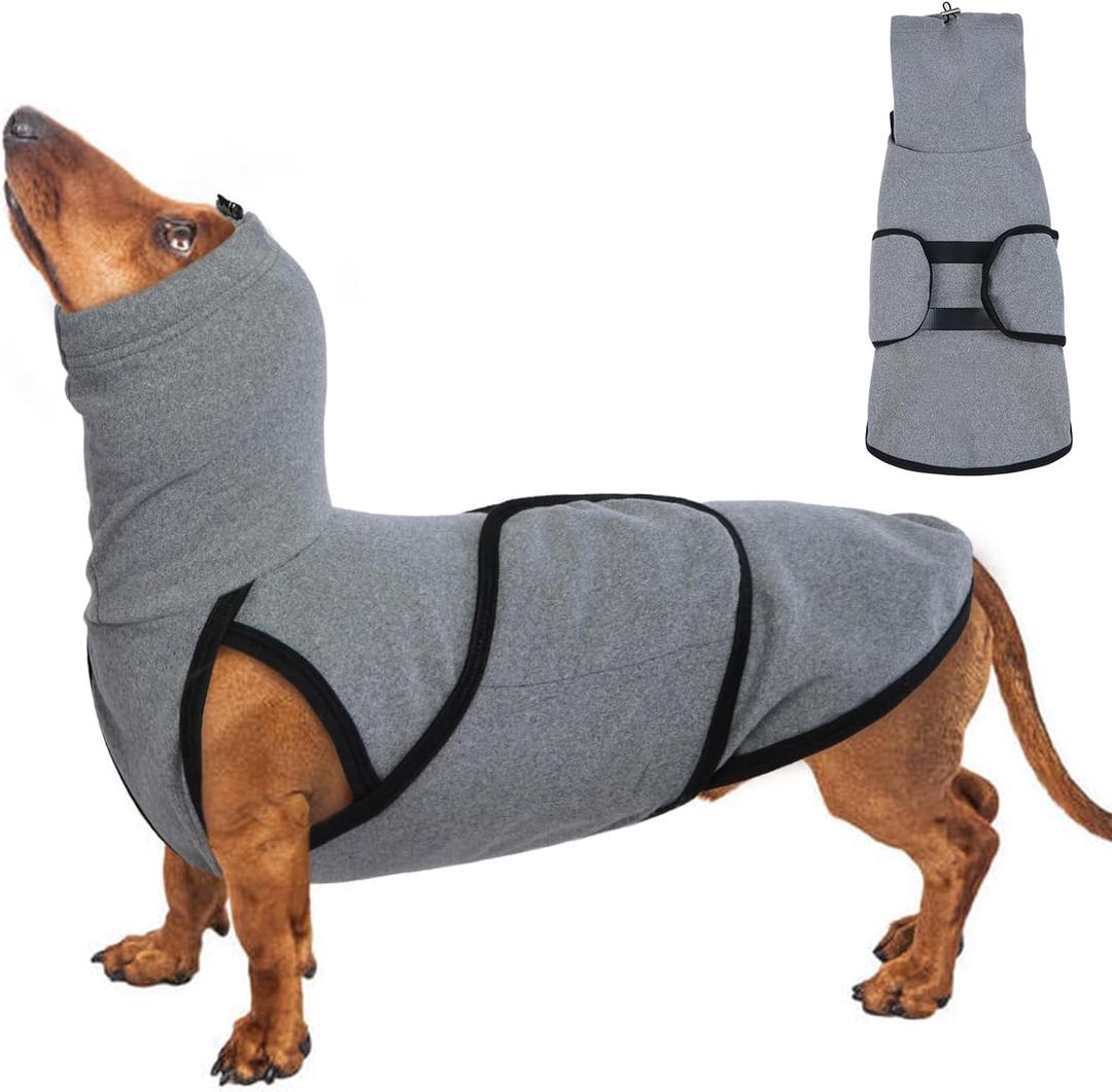 Dog Anxiety Jacket Calming Shirt, Anxiety Relief Calming Vest with Dog Ear Muffs, Noise Protection Dogs Winter Coat, Lightweight Stretchy Turtleneck T-Shirts (Grey) XS