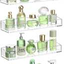 4PCS Acrylic Floating Shelves for Wall, 15" Clear Acrylic Shelves, Bathroom Shelf with Two Types of Installation, Space Saving Hanging Wall Shelf for Bathroom, Living Room, Bedroom, Kitchen