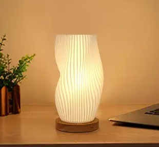 Zenply Novelty Small Table Lamp for Bedroom & Living Room, Vintage Style Striped Night Light, Mini Bedside Lamp for Small Spaces & Kids Room, Office, Dorm