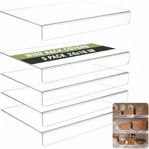 Geetery 5 Pcs 24" W x 16" D Wire Shelf Covers for Shelving, Wire Rack Covers for Pantry, Clear Acrylic Sturdy Panel Cover Damp Proof Liners for Kitchen Storage Organization