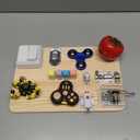 Fidget Spinner Pad Busy Board Toys Robot Fidget Spinner Music Box Switch Latches Keyboard Sensory 11 in 1 Wooden Montessori Travel Activity Board Focus Toy Motor Skills Gift for Girls Boys
