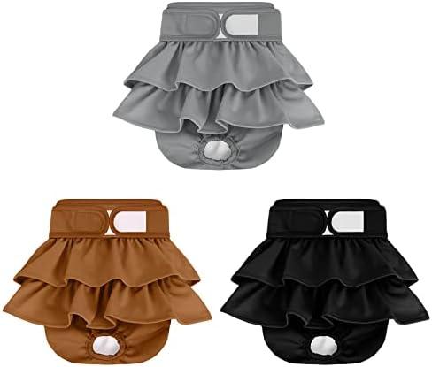 Reusable Dog Diapers, 3 Pack, Washable, Highly Absorbent, Flexible, Leak-Proof, for Dog Period, Heat Incontinence, Potty Training, Large 