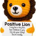 BdayPtion Positive Crochet Animals Lion Birthday Gifts for Men Teen Boys Him Best Friend, Back to School Gifts for Students, Christmas Stocking Stuffers Funny Handmade Lion Cheer Up Support Present
