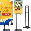 Poster Stand Heavy Duty - 2 Pack Pedestal Poster Stands for Display, Adjustable Height up to 80 Inch, Double Sided Black Floor Standing Sign Holder for Foam Board Signage