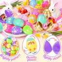 SevenQ Plastic Easter Eggs Empty Fillable 36 Pcs 3.15" Printed Colorful Egg for Hunt Basket Stuffers for Teens Pinata Goodie Gift Bags Fillers Treats Treasure Box Toys Classroom Party Favors Supplies