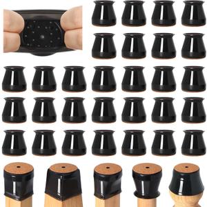 32 Pcs Chair Leg Floor Protectors for Hardwood Floors Silicone Covers to Protect Wood Tile Floors Felt Bottom Furniture Leg Caps Anti-Scratch Reduce Noise (Fit:0.9"-1.29")