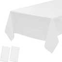 2 Pack Plastic Tablecloths - Disposable Table Covers for Christmas, BBQ, Picnic, Birthday, Wedding, Parties & Xmas - Oil-proof, Thin White Table Cover - 54 x 108 In
