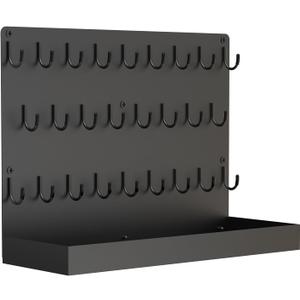 Key Holder for Wall, Metal Key Rack with 26 Hooks, 17" x13" Wall Mounted Key Hooks, Black Key Hanger for Garage, Car Dealer, Office, Hotel, Real Estate