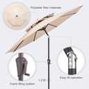 9FT Outdoor Patio Umbrella - 2 Tiers Table Umbrella Waterprool UV Protection, Sombrillas de Patio with Push Button Tilt, Sun Umbrella for Pool, Porch, Garden, Backyard (Beige), 9ft double-top