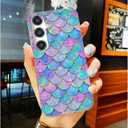 for Samsung Galaxy S24 Plus Case for Girl Women, Glitter Mother of Pearl Shiny Sparkle Bling Slim Soft TPU Phone Cover for Galaxy S24+,Graceful Fun Pink Blue Mermaid Tail
