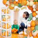 138pcs Little Cutie Baby Shower Balloon Boxes Decorations, Baby Block with Letters Orange Balloon Garland Kit A Little Cutie is On The Way Banner Willow Leaves for Fruit 1st Birthday Party Decorations