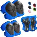 Kids Protective Gear Set Knee Pads for Kids 3-14 Years Toddler Knee and Elbow Pads with Wrist Guards 3 in 1 for Skating Cycling Bike Rollerblading Scooter (M(7-13Years), Blue)