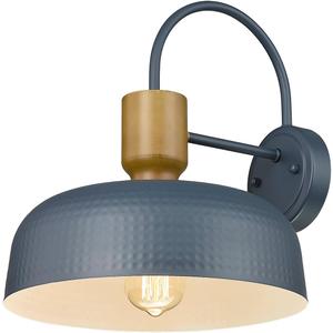 Darkaway Modern Barn Light Fixtures Wall Lamps Sconces with Hammered Metal Shade, Blue Gooseneck Lighting for Outdoor Indoor Patio Porch Hallway (Blue-12.4inch-1pcs)