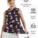 FKEEP Women's Sleeveless Polo Golf Tennis Shirt Tank Tops T-Shirts V-Neck with Collar Quick Dry Workout Athletic (Black, XS)