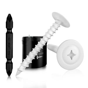 Aopin 150pcs(1 Drum) #81-1/4" Phillips Truss Flat Washer Head White Screws White Powder-Coated Carbon Steel Quick Metal Self Tapping