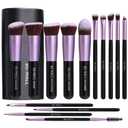 BS-MALL Makeup Brush Set 18 Pcs Premium Synthetic Foundation Powder Concealers Eye shadows Blush Makeup Brushes with black case, Purple