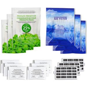 AMI PARTS W10311524 Air Filter &W10346771A Produce Preserver Replacement Compatible with Refrigerator(pack of 3 each)