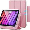 ESR for iPad mini 7 A17 Pro Case, iPad mini 7th/6th Generation Case (2024/2021), Slim Trifold Two-Way Stand, Powerful Magnetic Attachment, Durable Protection, Supports Pencil Pro&Pencil(USB-C), Pink