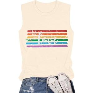 ZXUBP Pride Tank Top for Women Rainbow Love Graphic Shirts LGBT Equality Sleeveless Graphic Tee Shirt Size, XL