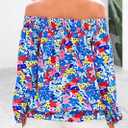 KIRUNDO Off The Shoulder Tops for Women 2026 Spring Summer Tops Boho Floral Blouse Long Sleeve Shirts Fashion Clothing (S)