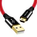 AGVEE 3.3ft Mini USB Cable, Braided Durable USB-A to Mini-B Charger Charging Cord for TI-84, Garmin GPS, Go-Pro Hero 4 3 2 HD, PS3 Controller, Canon Camera, Blue Yeti Microphone, Red