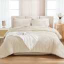 Andency Oversized King Size Comforter Set with Sheets Beige - 7 Pieces Bed in a Bag Oversized King Boho Tufted Lightweight Bedding Sets with Comforter, Sheets, Pillowcases & Shams