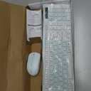 Wireless Keyboard and Mouse Combo, Full-Sized Wireless Keyboard and Adjustable DPI Mouse, 2.4GHz USB Receiver, Keyboard and Mouse for PC, Windows, Desktop, Laptop (Mint Green and White)