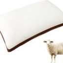 YOUR MOON Organic Wool Pillow Standard Size, Luxury Australian Wool & Microfiber Fill, Medium Soft Support Breathable Bed Pillow for Sleeping, 100% Cotton Cover, Natural Wool Pillows (Off White)