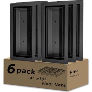 4x10 Floor Register, Heavy Duty Steel, 50% Higher Ventilation Performance Than Others, Sandtex Black Finish, Sleek Modern Design, Fits Tile Wood Inserts, Floor Vent Covers for Home Floor