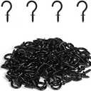 RELBRO Small Screw Hooks, 1/2 Inch Mini Metal Twist in Hooks, Black, 100 Pcs