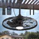 LEDIARY 24" Outdoor Ceiling Fan with Lights,IP65 Waterproof Gazebo Hanging Fan with Remote Control Smart App, Plug in Caged Ceiling Fan with 3CCT 6-Speeds for Patio Porch Pergola(Black)