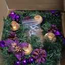 MCEAST 11.8 Inch Christmas Advent Wreath with 4 Flameless Taper Candles Purple Ribbon Candle Holder Christmas Centerpiece Decorations for X-mas Advent Holiday Party Decor